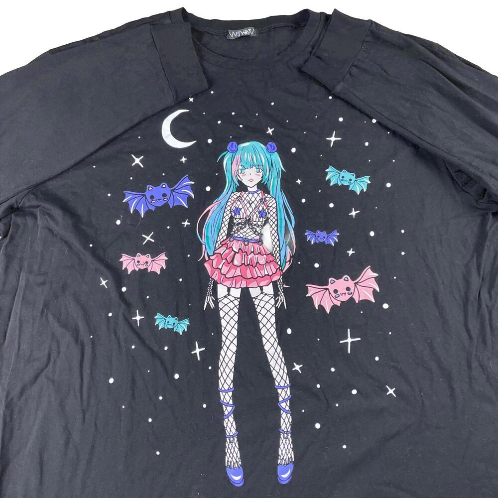 Dolls Kill Widow Anime Gothcore Long Sleeve T-Shirt Women's 2X Black Vamp